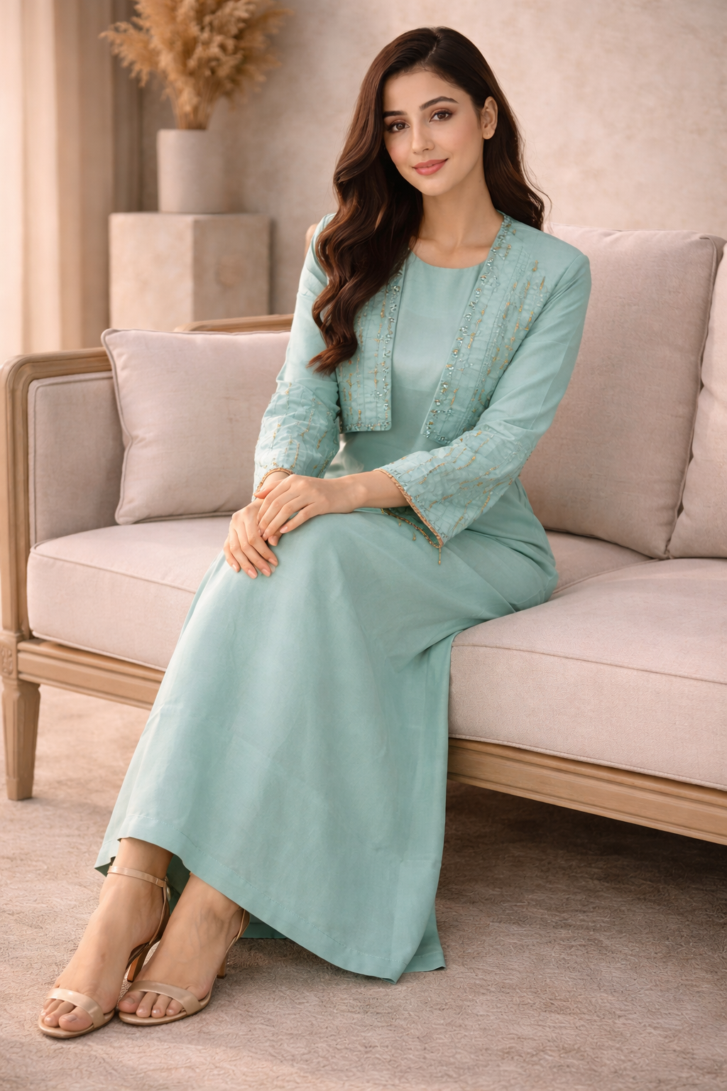 Elegant Embroidered Koti Maxi – All Season Wear M012 B