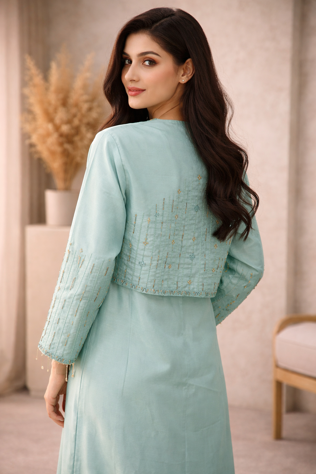 Elegant Embroidered Koti Maxi – All Season Wear M012 B