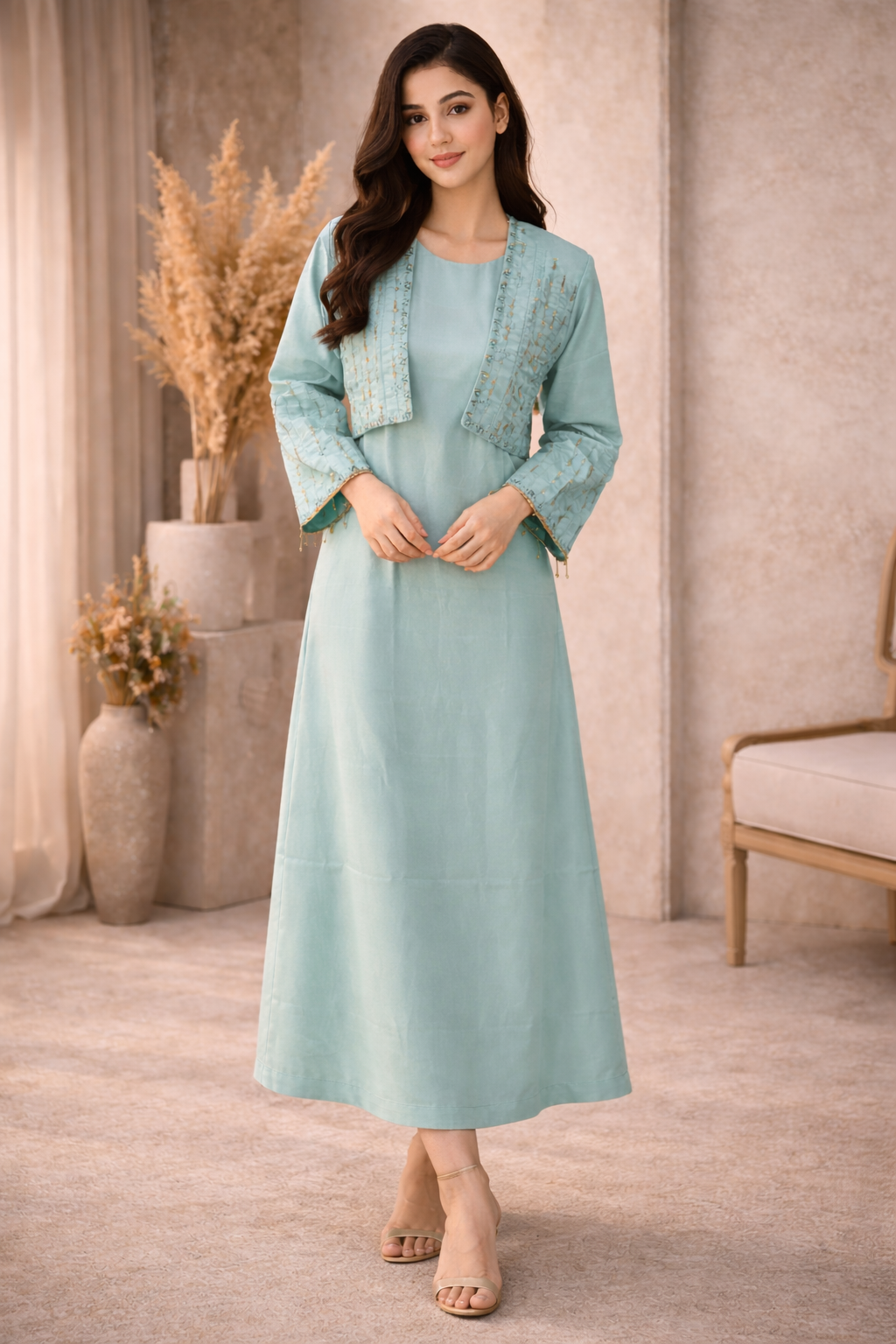 Elegant Embroidered Koti Maxi – All Season Wear M012 B