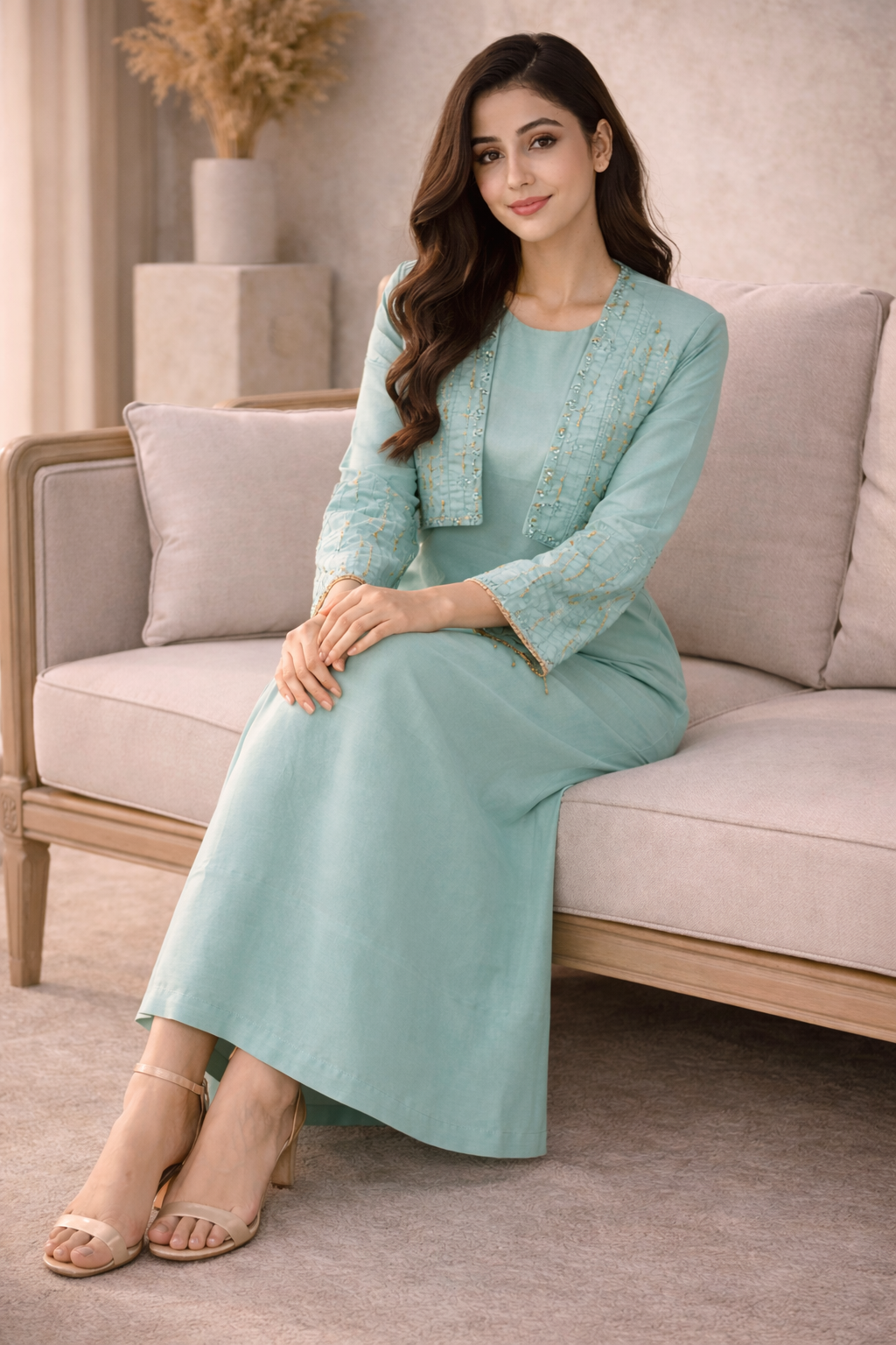 Elegant Embroidered Koti Maxi – All Season Wear M012 B