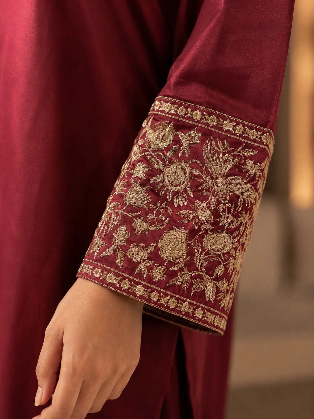 Royal Maroon By Qalamkar 2pcs cord set M02 B