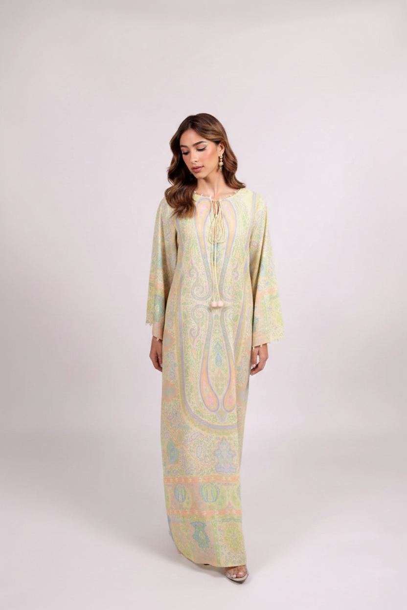 Women’s Multi Color Printed Long Dress – Elegant Style Outfit M 07
