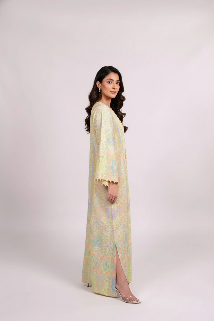 Women’s Multi Color Printed Long Dress – Elegant Style Outfit M 07
