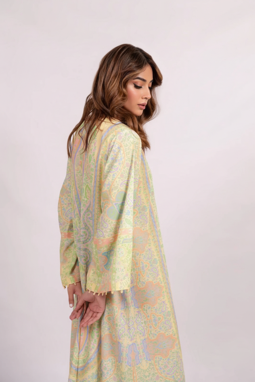 Women’s Multi Color Printed Long Dress – Elegant Style Outfit M 07