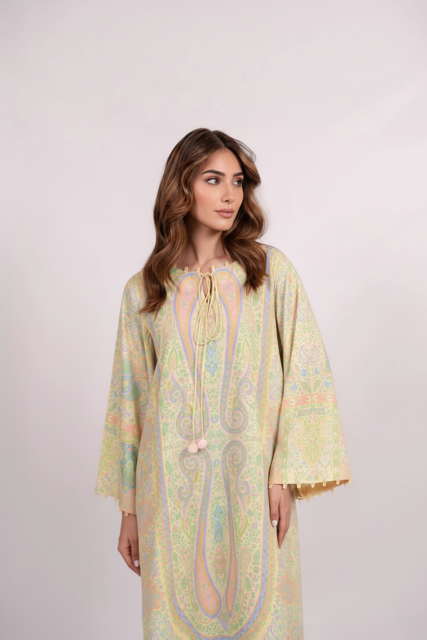 Women’s Multi Color Printed Long Dress – Elegant Style Outfit M 07