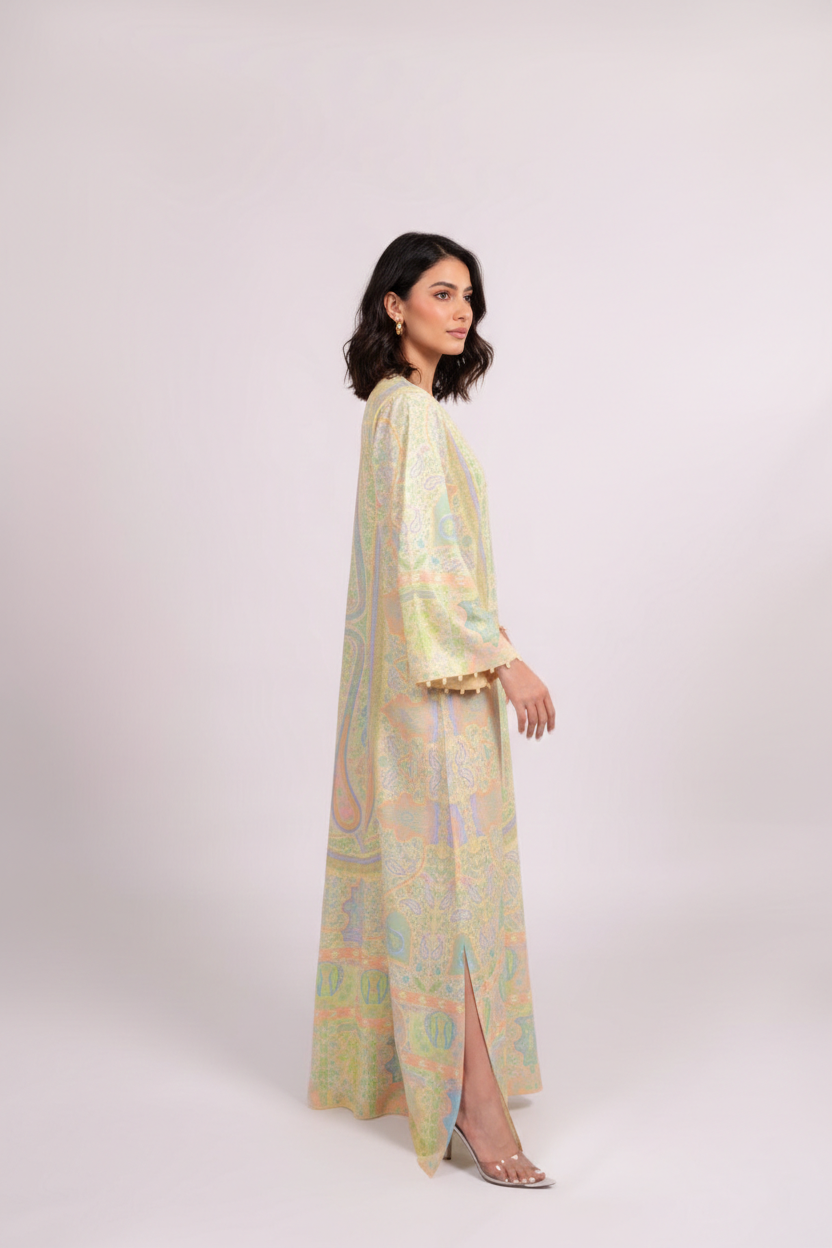 Women’s Multi Color Printed Long Dress – Elegant Style Outfit M 07
