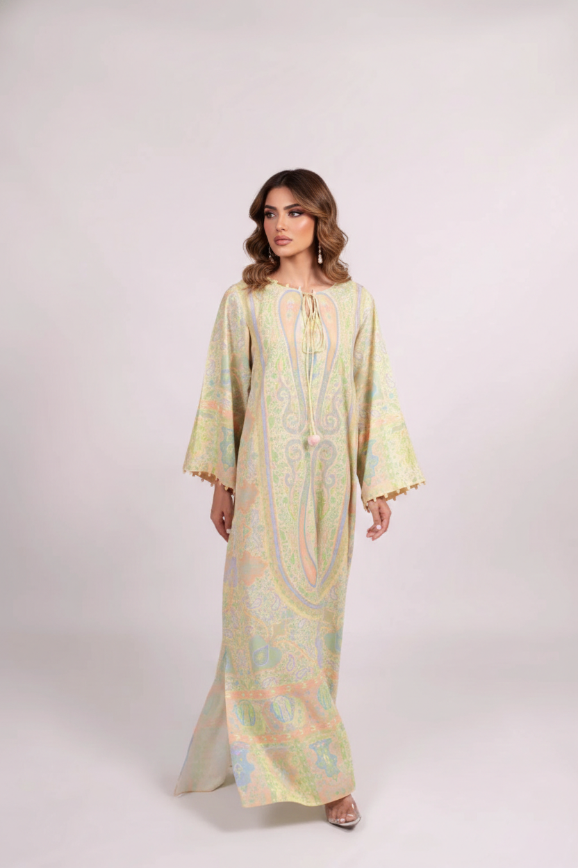 Women’s Multi Color Printed Long Dress – Elegant Style Outfit M 07
